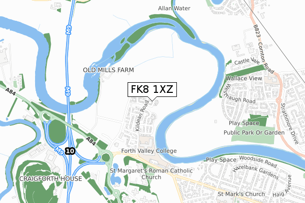 FK8 1XZ map - small scale - OS Open Zoomstack (Ordnance Survey)