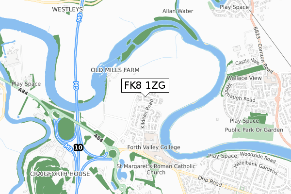 FK8 1ZG map - small scale - OS Open Zoomstack (Ordnance Survey)