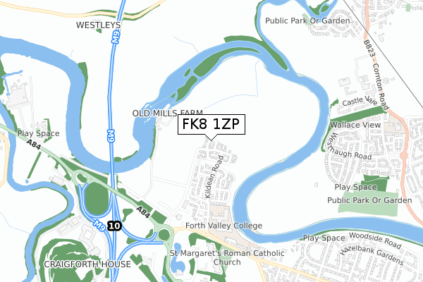 FK8 1ZP map - small scale - OS Open Zoomstack (Ordnance Survey)