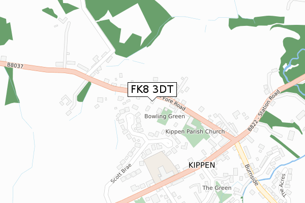 FK8 3DT map - large scale - OS Open Zoomstack (Ordnance Survey)