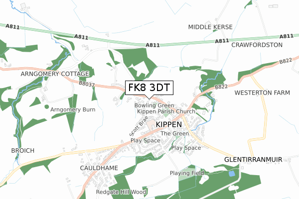 FK8 3DT map - small scale - OS Open Zoomstack (Ordnance Survey)