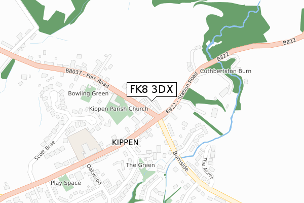 FK8 3DX map - large scale - OS Open Zoomstack (Ordnance Survey)