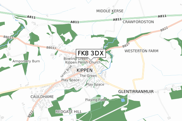 FK8 3DX map - small scale - OS Open Zoomstack (Ordnance Survey)