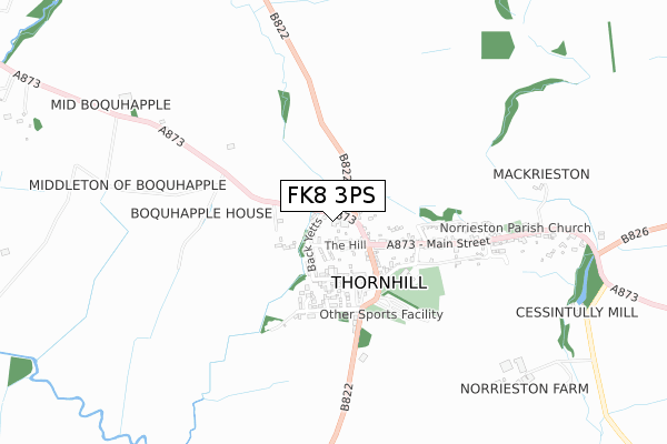 FK8 3PS map - small scale - OS Open Zoomstack (Ordnance Survey)