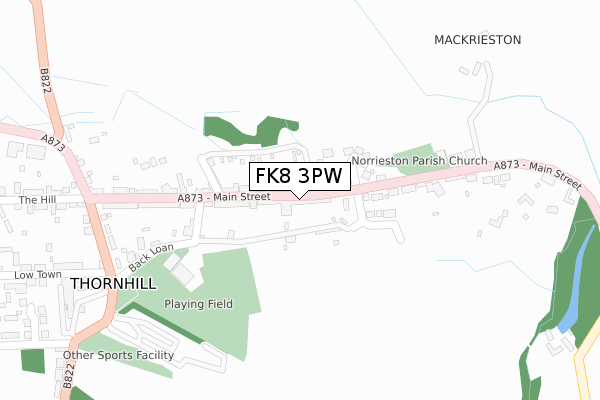 FK8 3PW map - large scale - OS Open Zoomstack (Ordnance Survey)