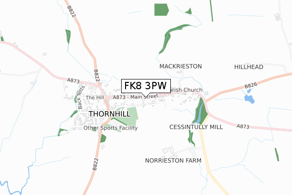 FK8 3PW map - small scale - OS Open Zoomstack (Ordnance Survey)