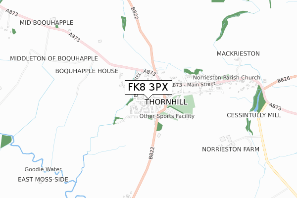 FK8 3PX map - small scale - OS Open Zoomstack (Ordnance Survey)