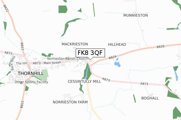 FK8 3QF map - small scale - OS Open Zoomstack (Ordnance Survey)