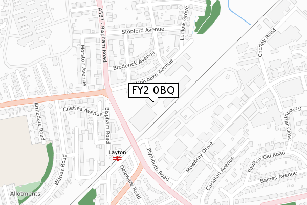 FY2 0BQ map - large scale - OS Open Zoomstack (Ordnance Survey)