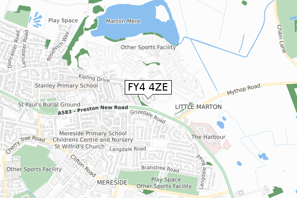 FY4 4ZE map - small scale - OS Open Zoomstack (Ordnance Survey)