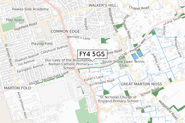 FY4 5GS map - small scale - OS Open Zoomstack (Ordnance Survey)