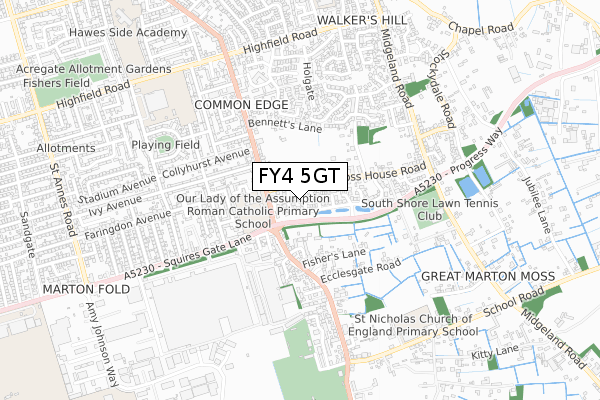 FY4 5GT map - small scale - OS Open Zoomstack (Ordnance Survey)