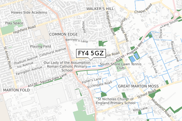 FY4 5GZ map - small scale - OS Open Zoomstack (Ordnance Survey)