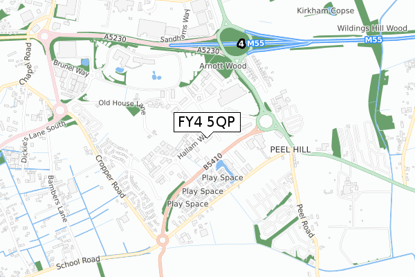 FY4 5QP map - small scale - OS Open Zoomstack (Ordnance Survey)