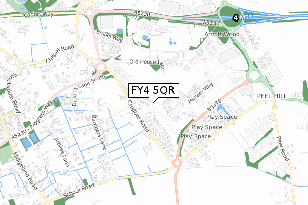 FY4 5QR map - small scale - OS Open Zoomstack (Ordnance Survey)