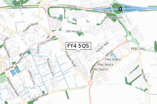 FY4 5QS map - small scale - OS Open Zoomstack (Ordnance Survey)