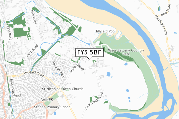 FY5 5BF map - small scale - OS Open Zoomstack (Ordnance Survey)