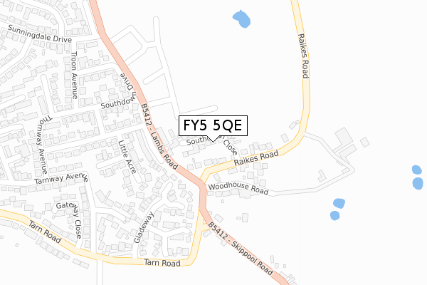 FY5 5QE map - large scale - OS Open Zoomstack (Ordnance Survey)