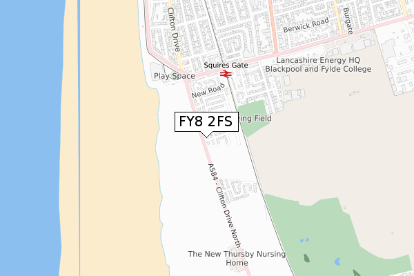 FY8 2FS map - small scale - OS Open Zoomstack (Ordnance Survey)