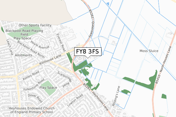 FY8 3FS map - small scale - OS Open Zoomstack (Ordnance Survey)