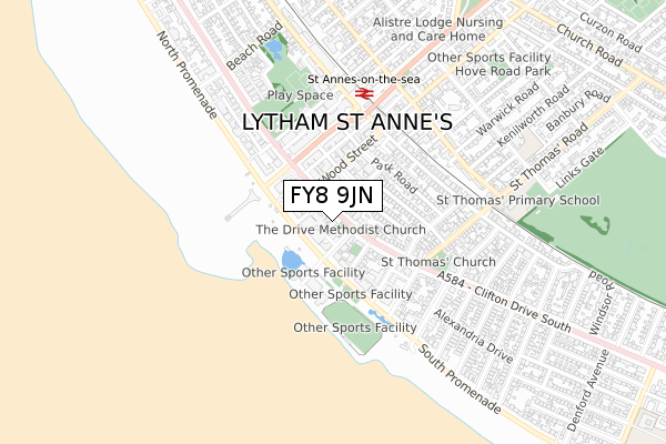 FY8 9JN map - small scale - OS Open Zoomstack (Ordnance Survey)