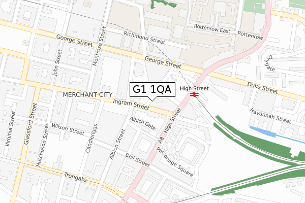 G1 1QA map - large scale - OS Open Zoomstack (Ordnance Survey)