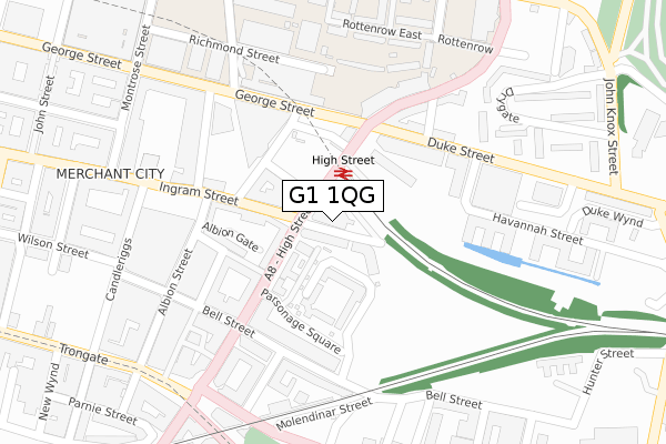 G1 1QG map - large scale - OS Open Zoomstack (Ordnance Survey)