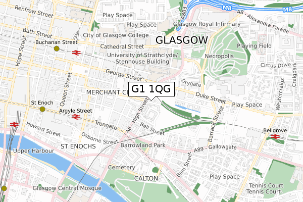 G1 1QG map - small scale - OS Open Zoomstack (Ordnance Survey)