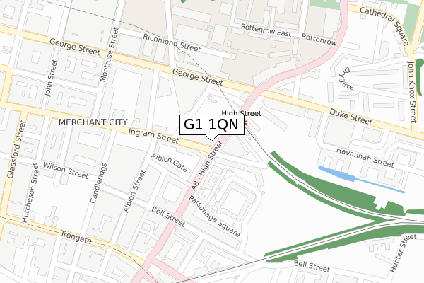 G1 1QN map - large scale - OS Open Zoomstack (Ordnance Survey)