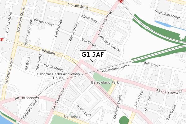 G1 5AF map - large scale - OS Open Zoomstack (Ordnance Survey)