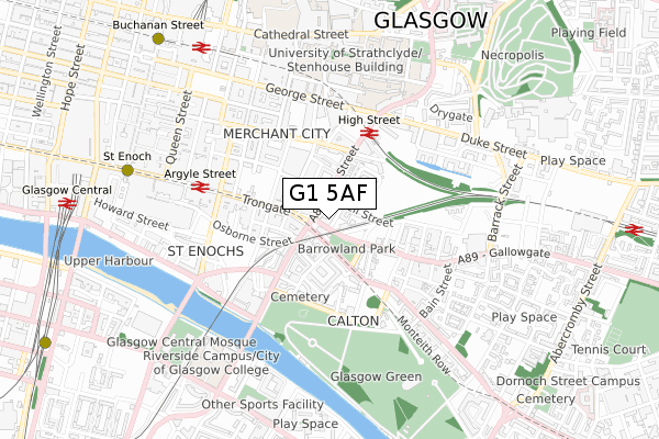 G1 5AF map - small scale - OS Open Zoomstack (Ordnance Survey)