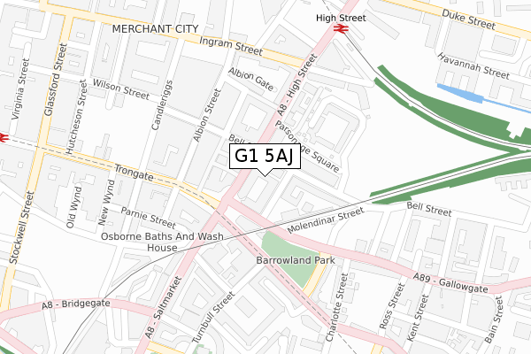 G1 5AJ map - large scale - OS Open Zoomstack (Ordnance Survey)