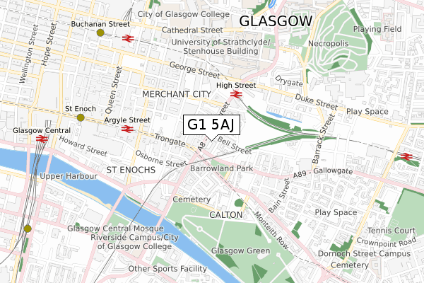 G1 5AJ map - small scale - OS Open Zoomstack (Ordnance Survey)