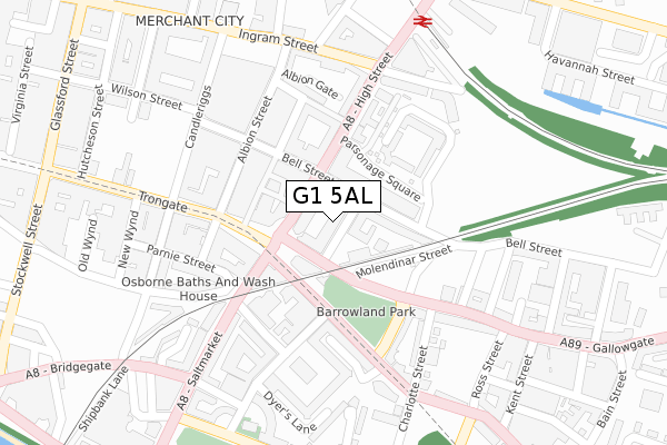 G1 5AL map - large scale - OS Open Zoomstack (Ordnance Survey)