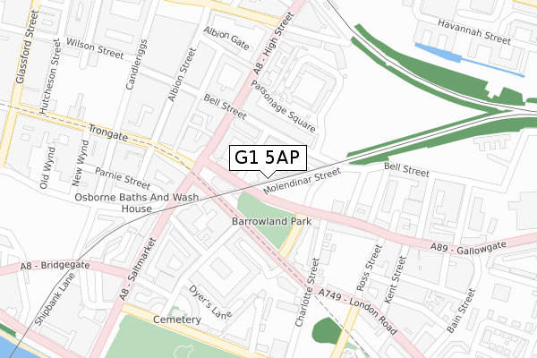 G1 5AP map - large scale - OS Open Zoomstack (Ordnance Survey)