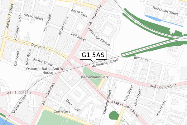 G1 5AS map - large scale - OS Open Zoomstack (Ordnance Survey)