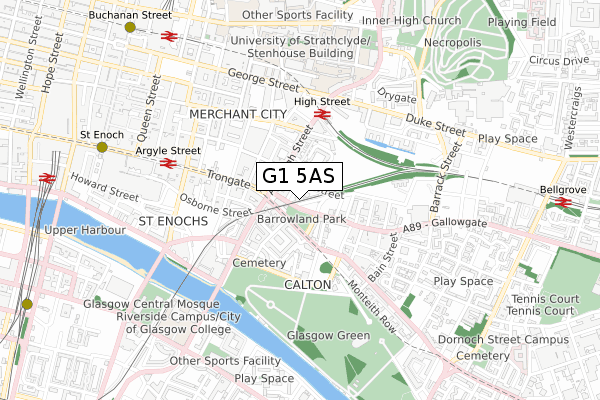 G1 5AS map - small scale - OS Open Zoomstack (Ordnance Survey)