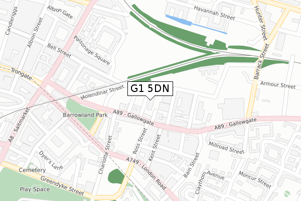 G1 5DN map - large scale - OS Open Zoomstack (Ordnance Survey)