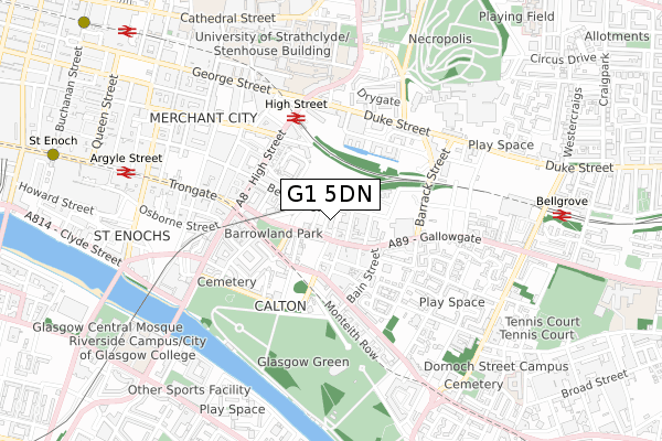 G1 5DN map - small scale - OS Open Zoomstack (Ordnance Survey)