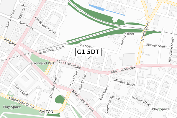 G1 5DT map - large scale - OS Open Zoomstack (Ordnance Survey)