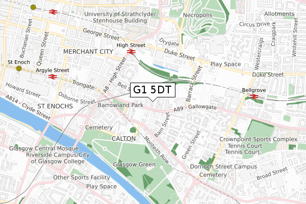 G1 5DT map - small scale - OS Open Zoomstack (Ordnance Survey)