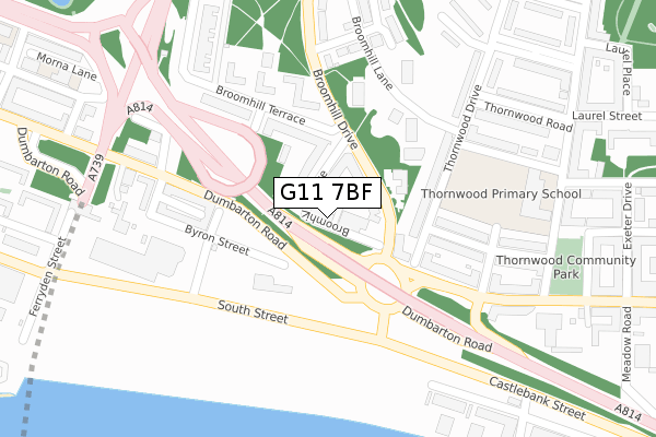 G11 7BF map - large scale - OS Open Zoomstack (Ordnance Survey)