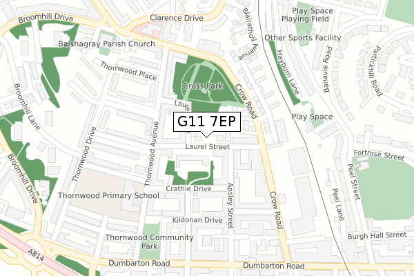 G11 7EP map - large scale - OS Open Zoomstack (Ordnance Survey)