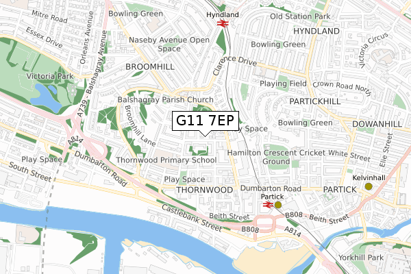 G11 7EP map - small scale - OS Open Zoomstack (Ordnance Survey)