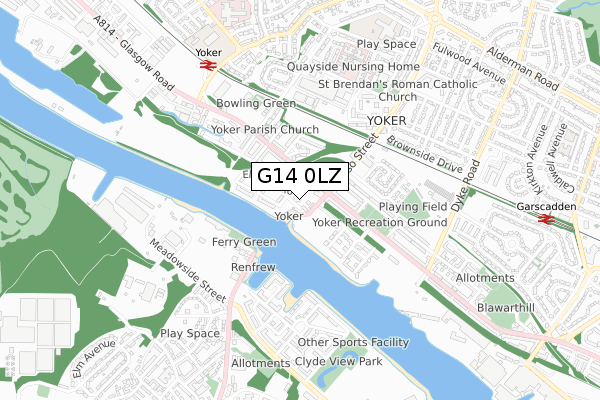 G14 0LZ map - small scale - OS Open Zoomstack (Ordnance Survey)