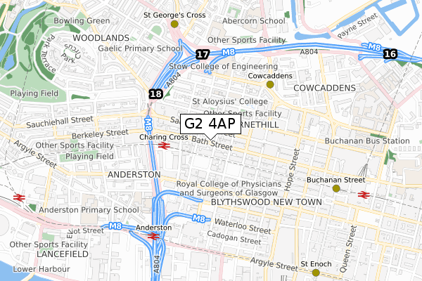 G2 4AP map - small scale - OS Open Zoomstack (Ordnance Survey)