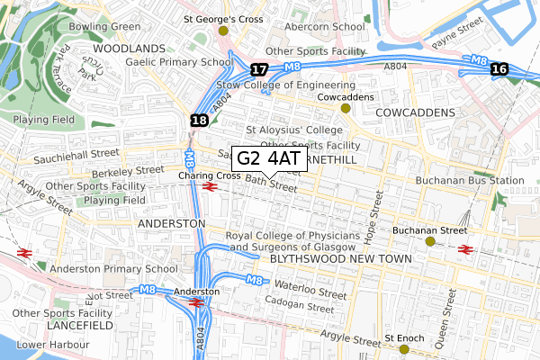 G2 4AT map - small scale - OS Open Zoomstack (Ordnance Survey)