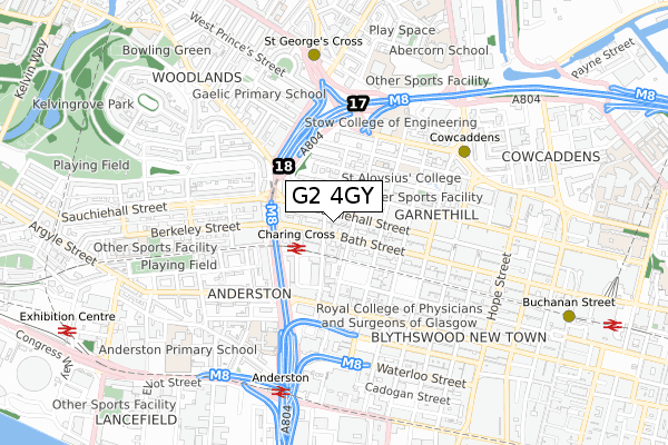 G2 4GY map - small scale - OS Open Zoomstack (Ordnance Survey)