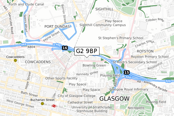 G2 9BP map - small scale - OS Open Zoomstack (Ordnance Survey)