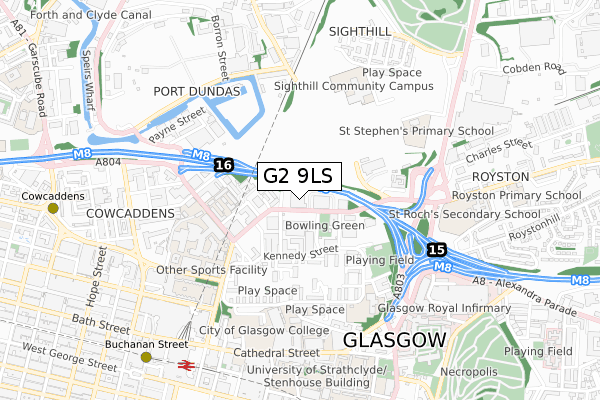 G2 9LS map - small scale - OS Open Zoomstack (Ordnance Survey)